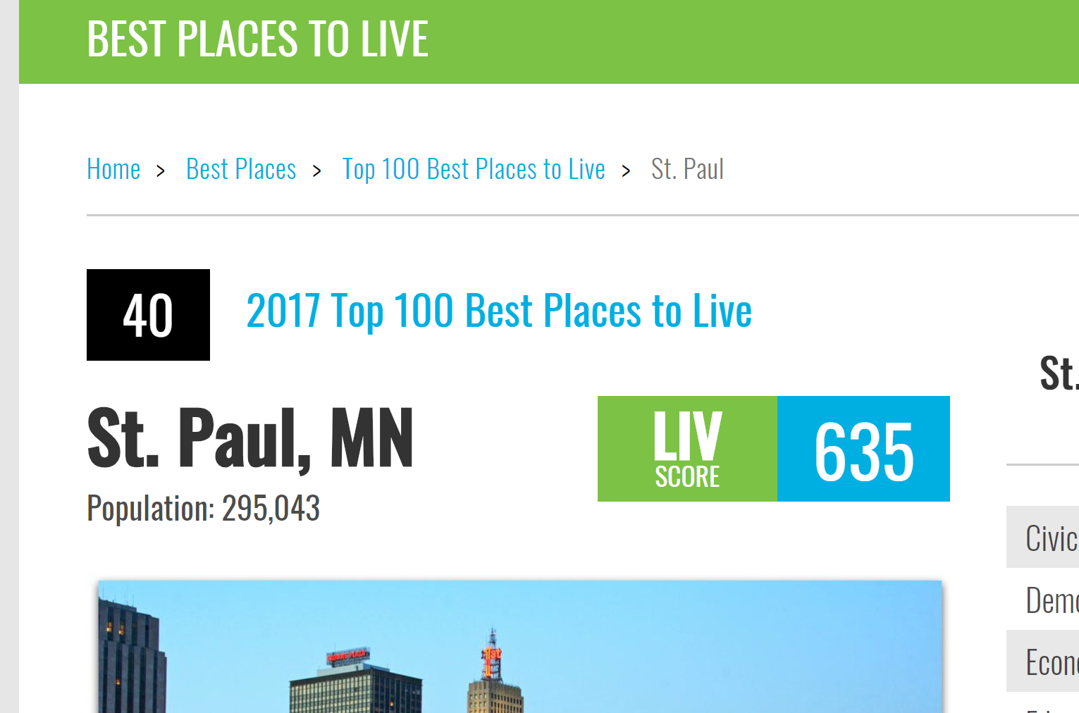 PNG St Paul MN Livability Top 50 places to live in US
